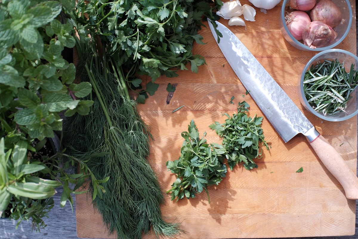 Spring vegetable salad with fresh herbs